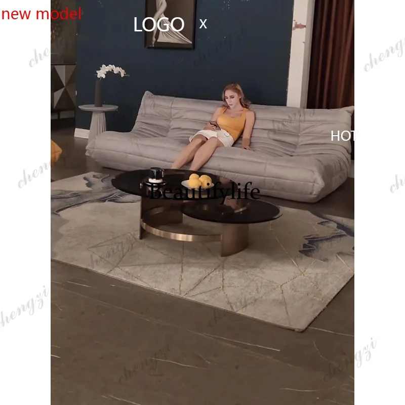 H132 Minimal small apartment living room coffee table fashion creative household tempered glass tea table double combination cir