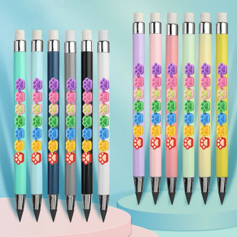 12 pack colored dog paw pattern eternal pencil macaron color not easy to break pencil student sketching pencil
