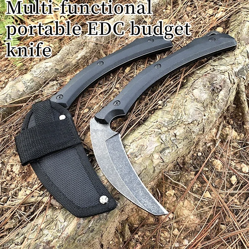 High-quality Stone-washed Stainless Steel Multi-functional Sickle A Manual Tool for Outdoor Camping Cutting and Garden Weeding