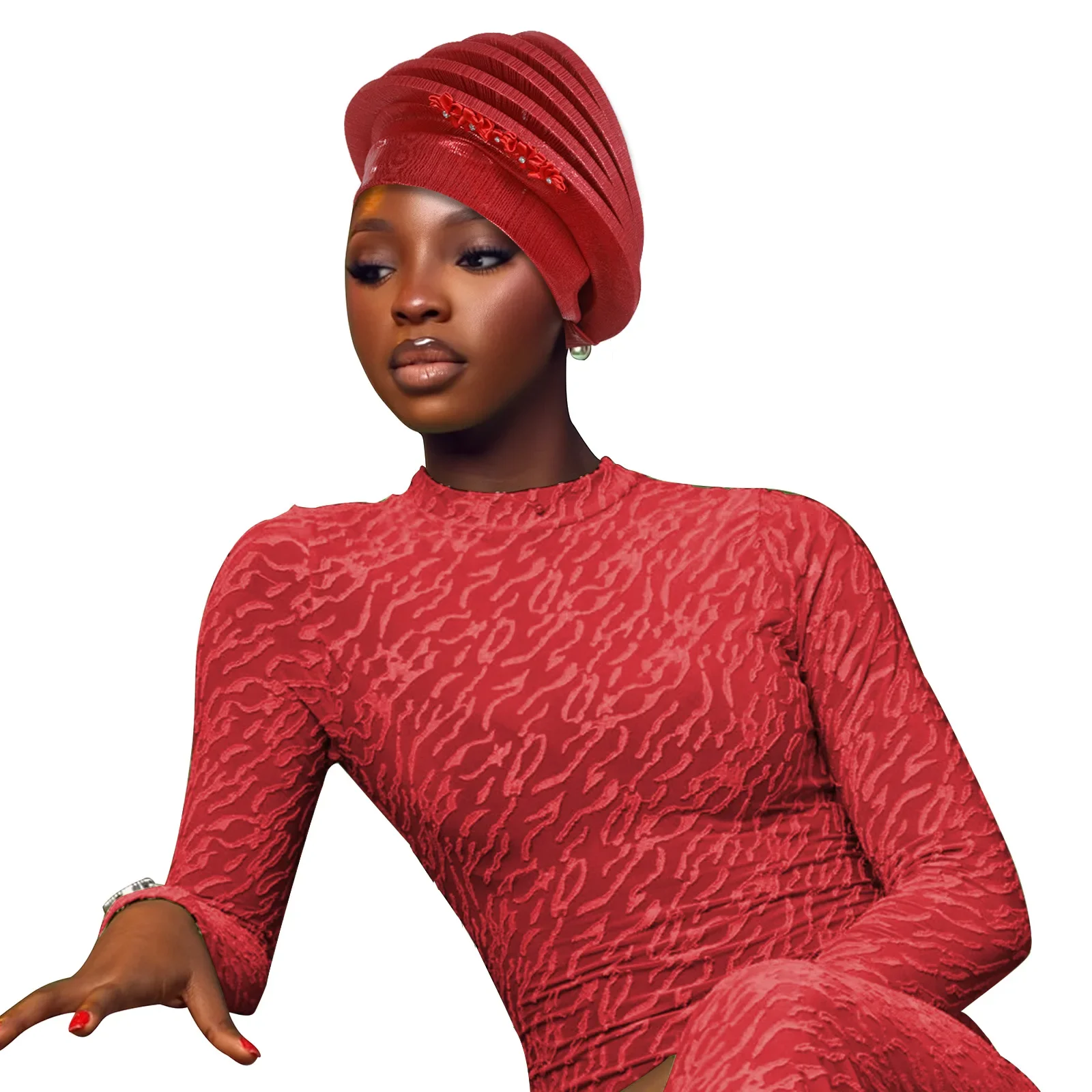 

Спиральный берет, тюрбан, шапка для женщин, головной платок с цветком, Нигерия, свадебная вечеринка, повязки на голову, африканские головные уборы с автогелем, капот, хиджаб 2025