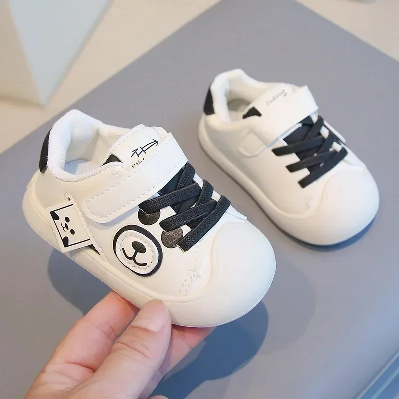 Baby Kids Sports Shoes Toes Capped Boys Girls Casual Flats with Cute Bear Kids First Walking Shoes Anti-kicked Cute 2025 New