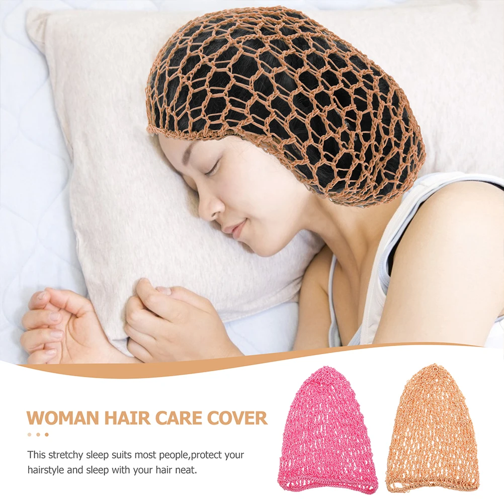 

2Pcs Hair Nets Women Thick Elastic Design Premium Material Home Use Hair Cover Crochet Net Practical Gift
