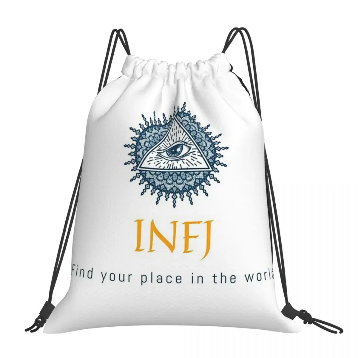 INFJ - Find Your Place In The World Backpacks Drawstring Bags Drawstring Bundle Pocket Sports Bag BookBag For Man Woman Students