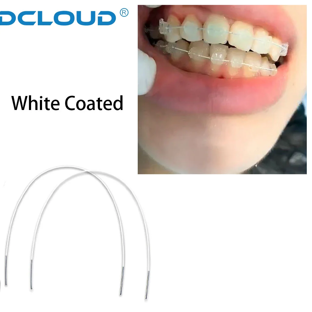 10Pcs/10Packs Dental Orthodontic Niti Invisible Archwires White Coated Arch Wire Round Rectangular Super Elastic NITI Ovoid Form