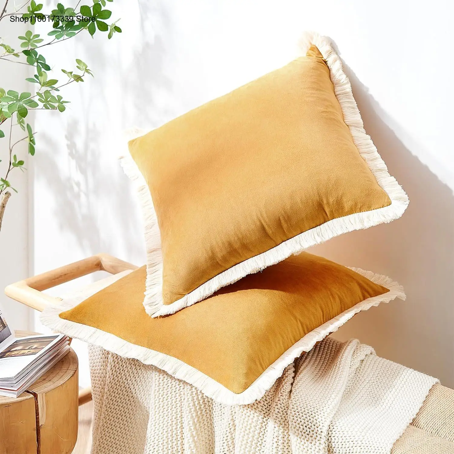 [Only Pillowcase] Korean Style Dutch Velvet Sofa Cushion Ins Style Cushion Pillowcase Office Living Room Sofa Cushion