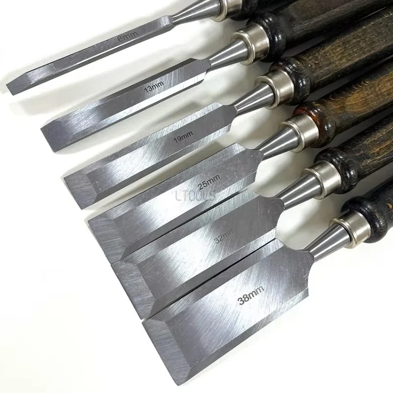 1pc Wood Carving Knife Chisel 6/10/12/19/25/32mm Carpentry Flat Chisels Woodworking Professional Sculptural Cutter Woodcut Tools