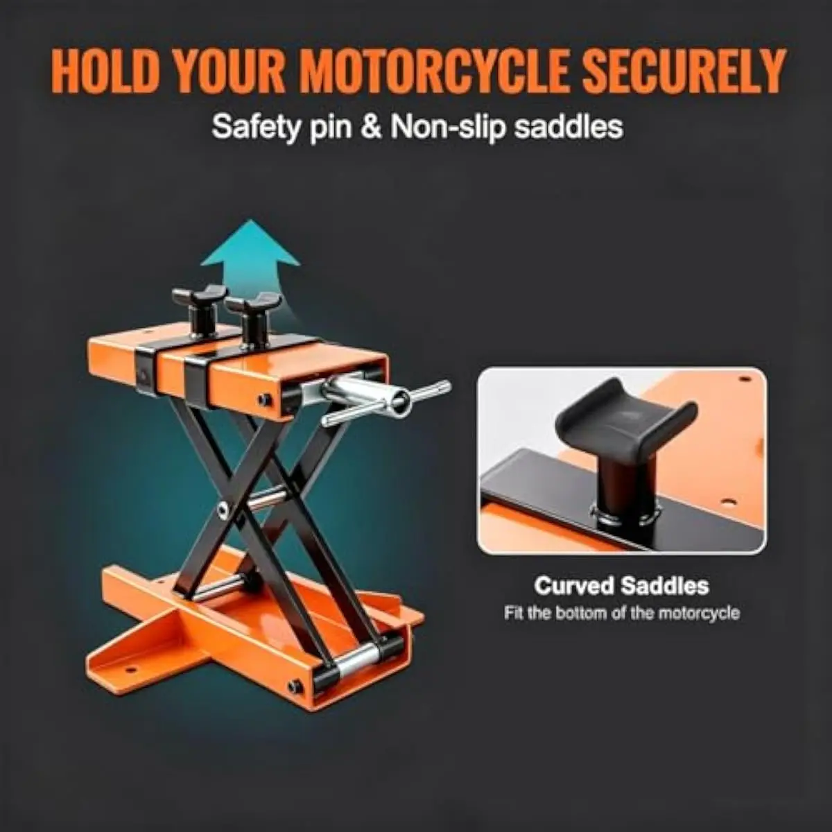 Motorcycle Scissor Lift Jack Heavy-Duty Steel Frame 1100 LBS Capacity Adjustable Height 3.7 to 16 Inches Mechanical Lock Safety