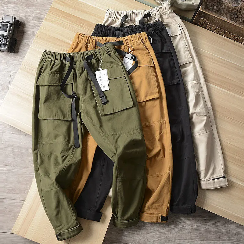 

2022 Spring Autumn Men Fashion Cargo Pants Men's Outdoors Pure Color Straight Trousers Male Solid Color Casual Trouser V69