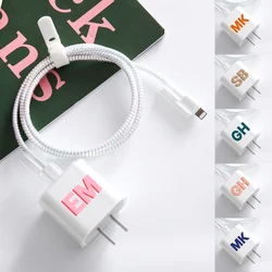 Custom Initial Charger Case USB Cable Protector Data Line Bite Fast Charging Case for iPhone 18/20W Head Winder Head Cord Cover