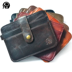 New Slim Genuine Leather Mini Wallet Bank Credit Card Holder Men's Business Small ID Case For Women Purse 4 Slots Cardholder