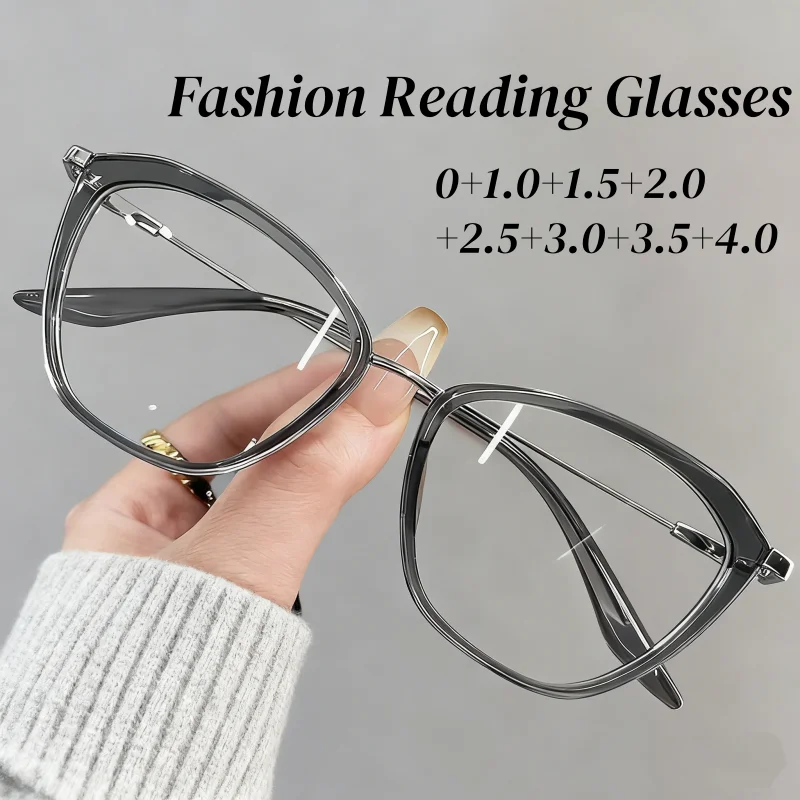 

Retro Ultralight Reading Glasses for Women Men Fashionable Stylish Cat Eye Presbyopia Large Frame High Definition Eyeglasses