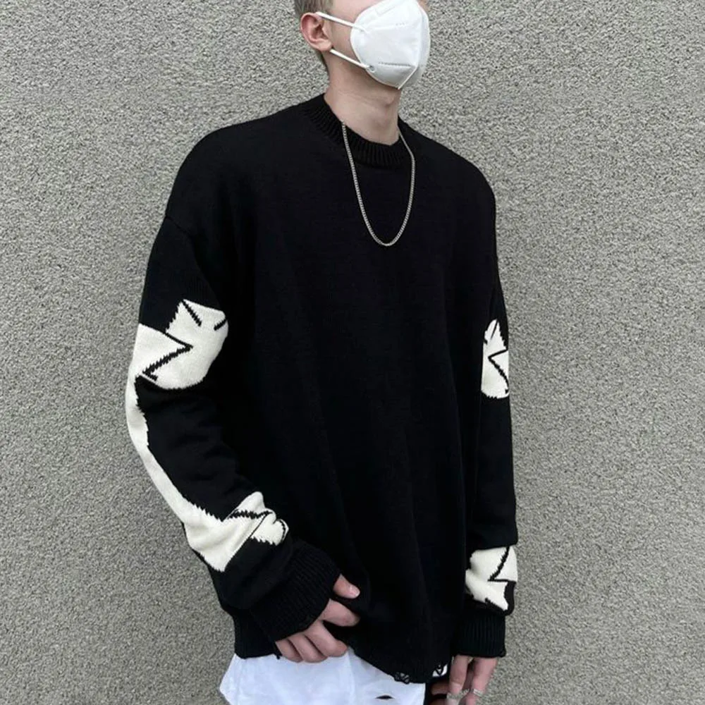 

Осенний новый мужской свитер с длинными рукавами и графикой Y2k, американский ретро-модный тренд, свободные повседневные нишевые мужские топы High Street