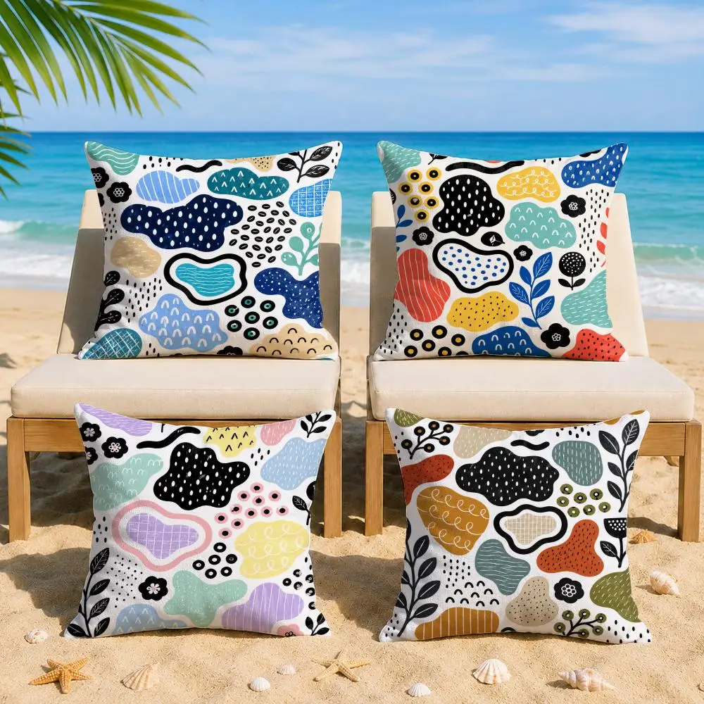 Raindrops and Small Grass Cushion Cover Short Plush Soft Double-Sided Printing Pillow Case Cozy Sofa Bedroom Home Decor Gift