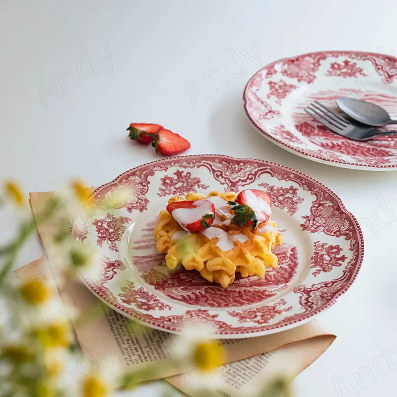 Retro Ceramic Plate Restaurant Creative Spaghetti Plates Office Desktop Afternoon Tea Dessert Organizer Home Kitchen Tableware