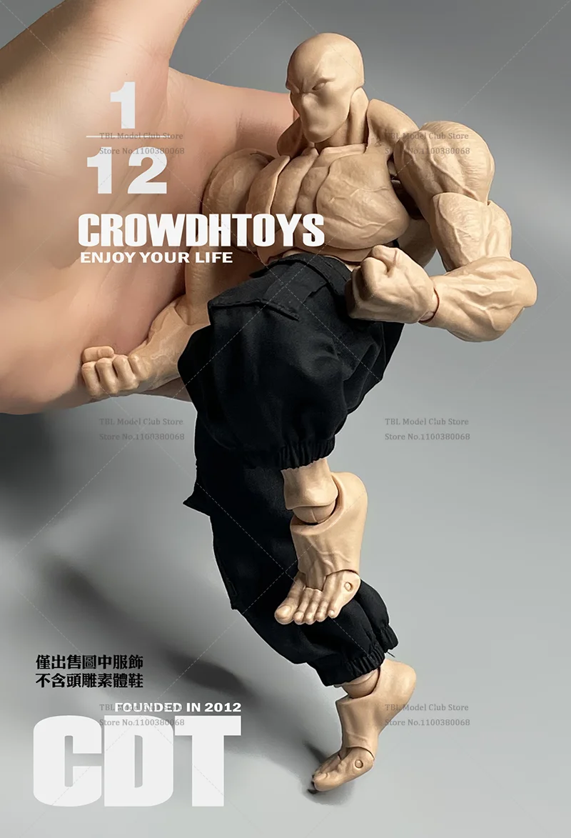 1/12 Scale Male Clothes Khaki/Black Minimal Cargo Pants For 6-inch Action Figure Soldier Romankey Strong Muscular Body Type