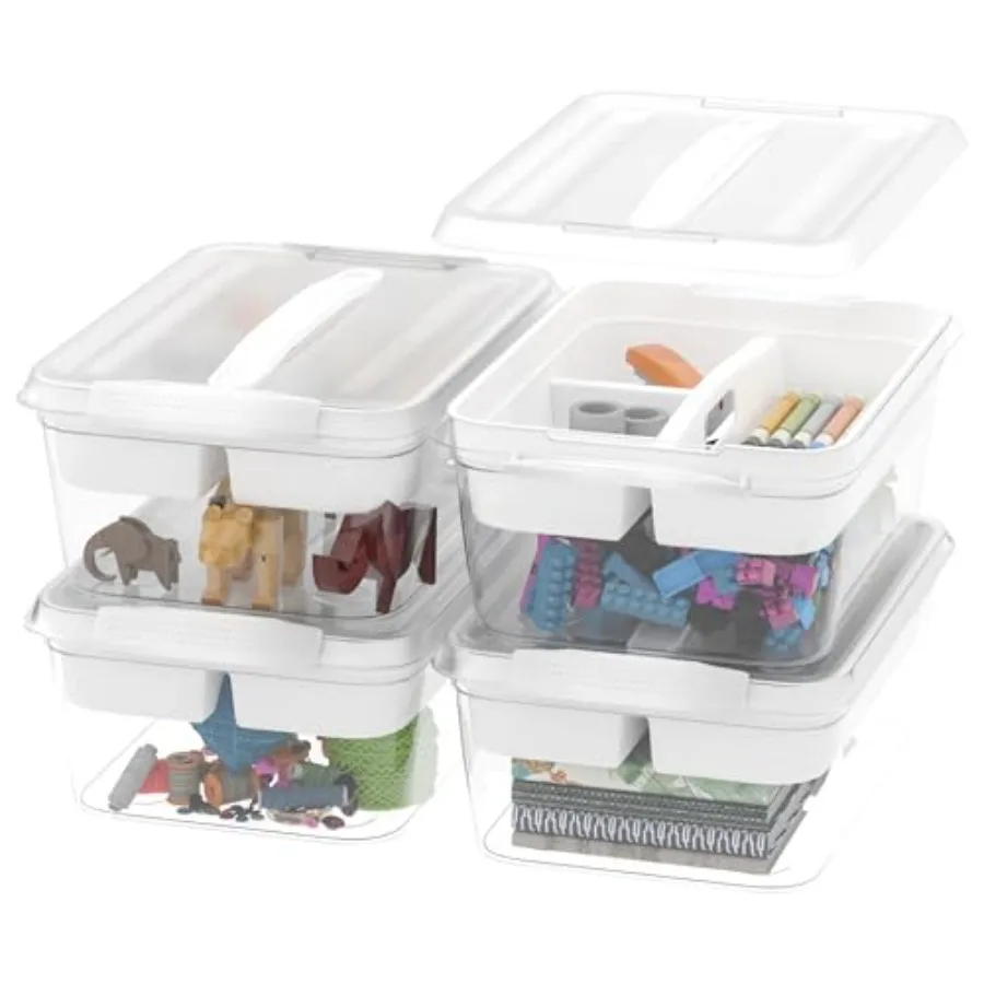 

Набор из 4 прозрачных пластиковых органайзеров Craft Stora Ox Wit Removale Tray объемом 20 кварт с крышками для хранения инструментов и поделок