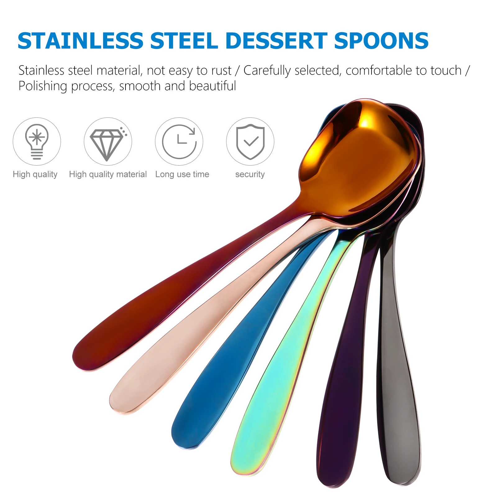 

Stainless Steel Ice Cream Scoop Square Teaspoon Smooth Surface Kitchen Gadget Food Serving Tool Cake Coffee Spoon Stainless