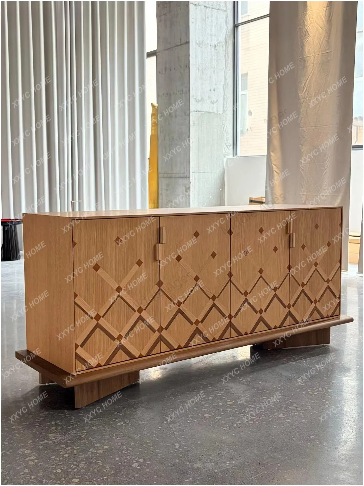 XXMedieval style advanced storage cabinet, solid wood dining side cabinet against the wall