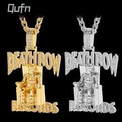 Hip Hop DEATHROW RECORDS Prisoner Necklace Rhinestones Pendant Accessories For Man Woman Iced Out Jewelry