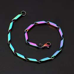 Rhombic Chain Colorful Bracelet for Men 3mm Hip-hop Punk Jewelry Stainless Steel Couple Accessories Wristband Temperament Gifts