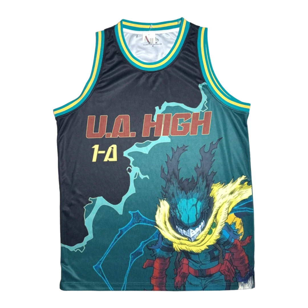 Bandai U.A High 1-A Deku Basketball Jersey My Hero Academia Anime Adult Kids Athleisure Vest Summer Quick-dry Soft Lightweight