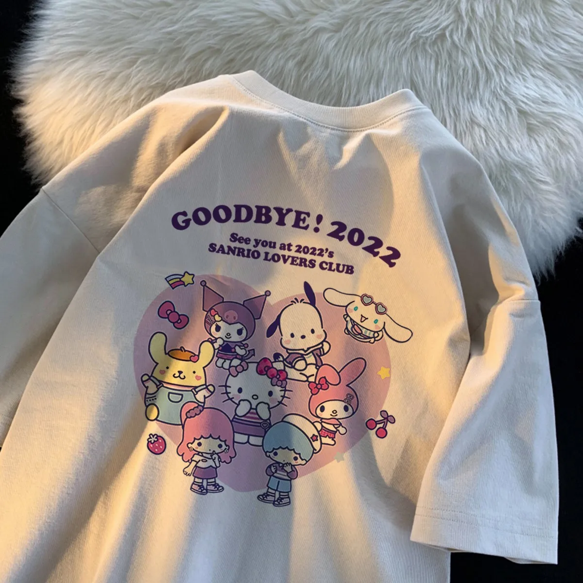 

Sanrio Kuromi Cinnamoroll Boys And Girls Cotton Short-Sleeved T-Shirt Female 2023 Summer New Small Children Baby On Clothes