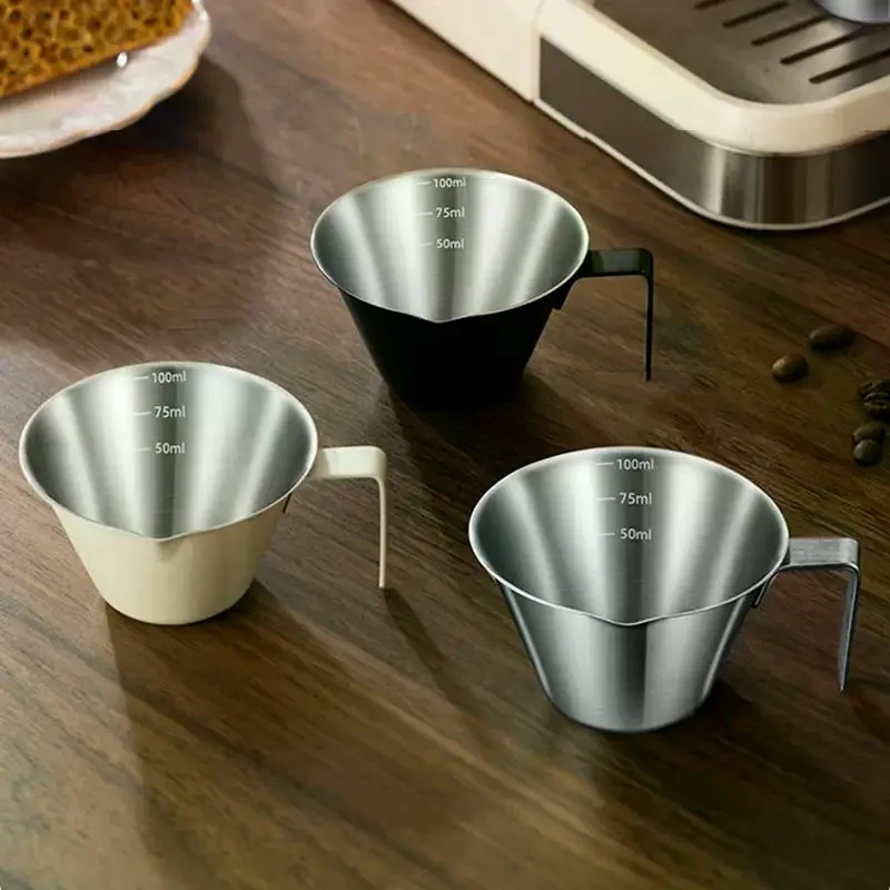 304 Stainless Steel Coffee Extraction Cup With Scale Small Milk Spoon Making Cup Espresso Measuring Cup Kitchen Tools Cup 100ML
