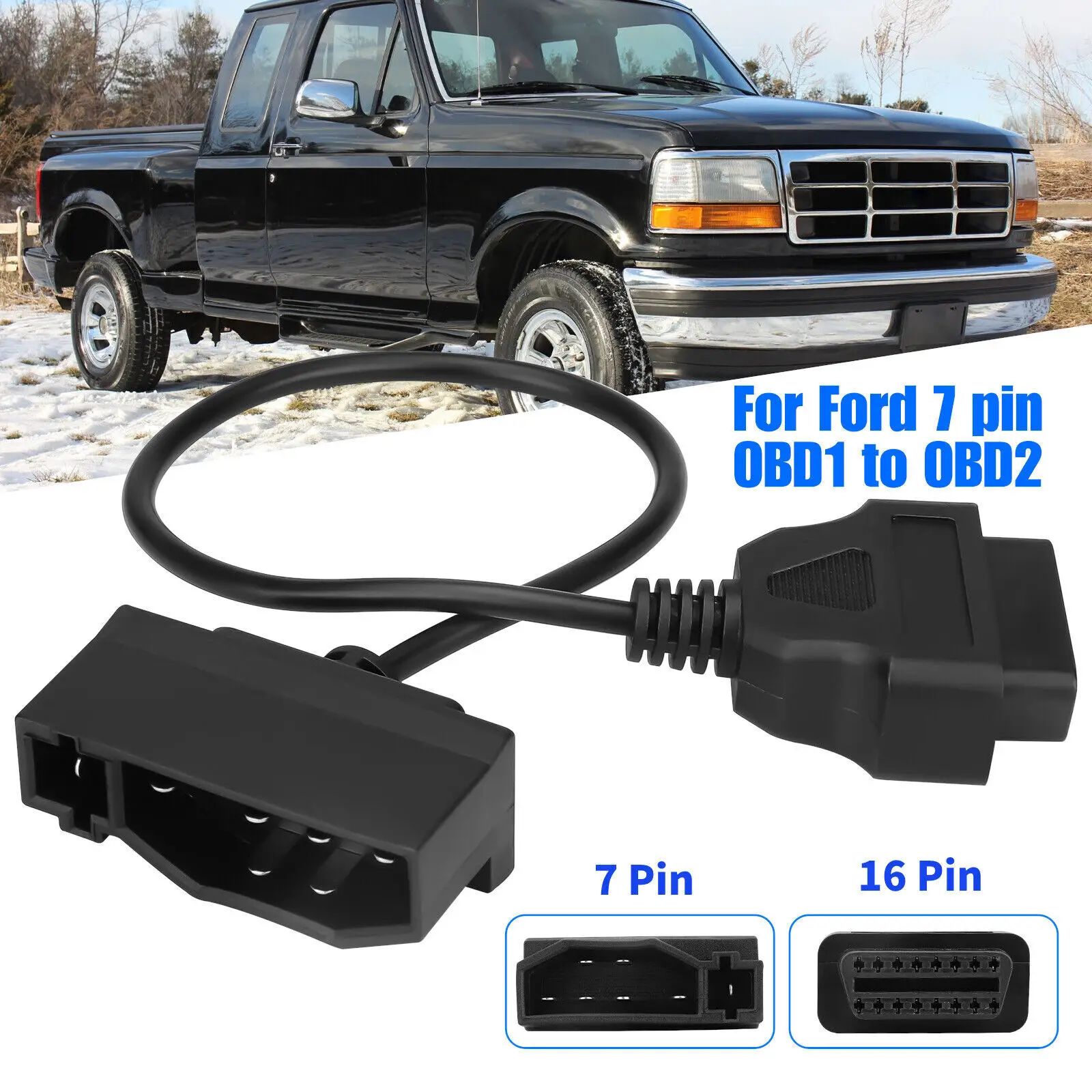 7 Pin OBD1 to OBD2 Cable Adapter Code Reader Scanner Engine Repair Tool For Ford