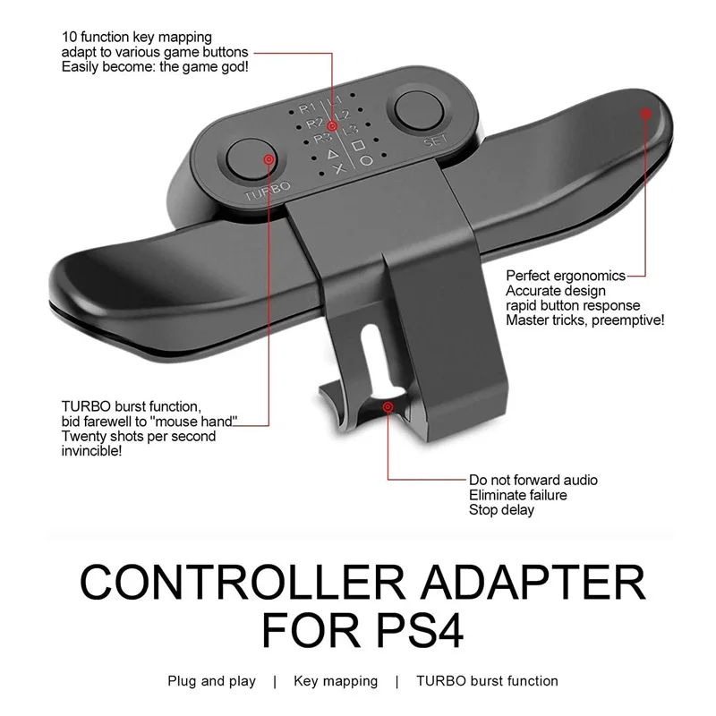 Máquina de accesorios de botón trasero de controlador extendido, botón trasero de Joystick con adaptador de llave Turbo para PS4, accesorios para Gamepad