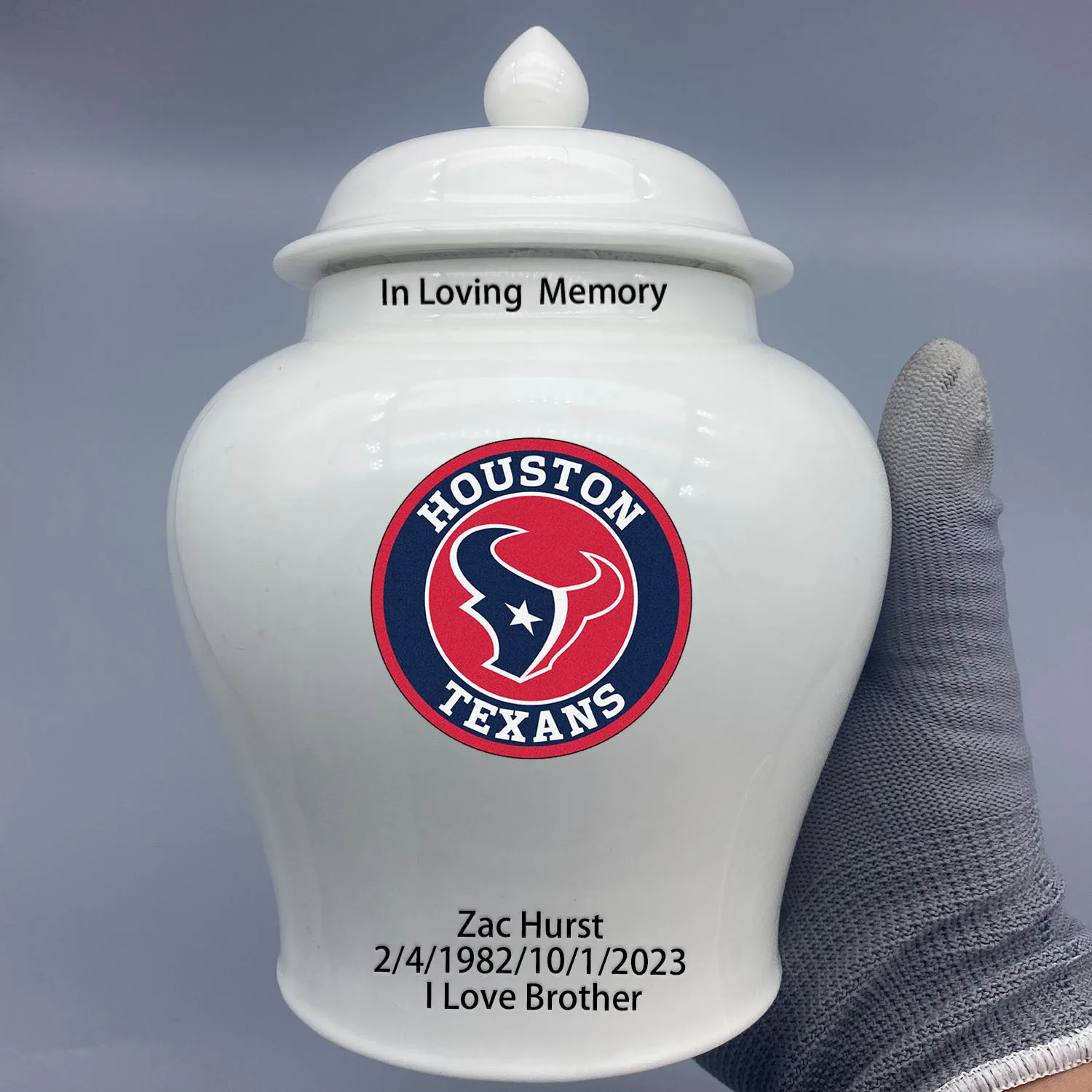 

Medium Urn for Houston Texans-themed Logo Custom Urn.Send me the name/date you want to appear on the urn by Remarks Message.