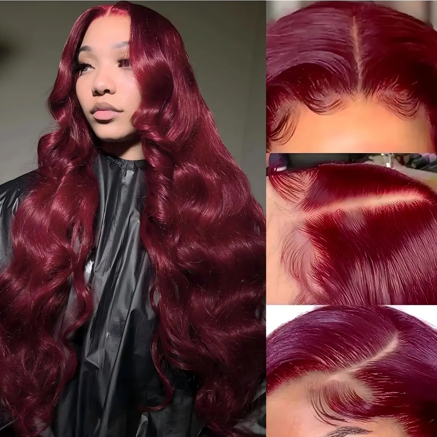 

99j HD Парик фронтальной части шнурка 13x6 99j Парик человеческих волос Парики объемной волны Плотность 220 Объемная волна HD Парики фронта шнурка Человеческие волосы для женщин