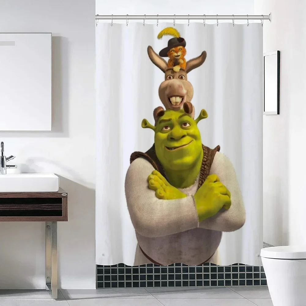 Shrek Bathroom Shower Curtain Waterproof Folding Partition Bath Curtains for Bedrooms Accessories Fabric Things the Set Showers