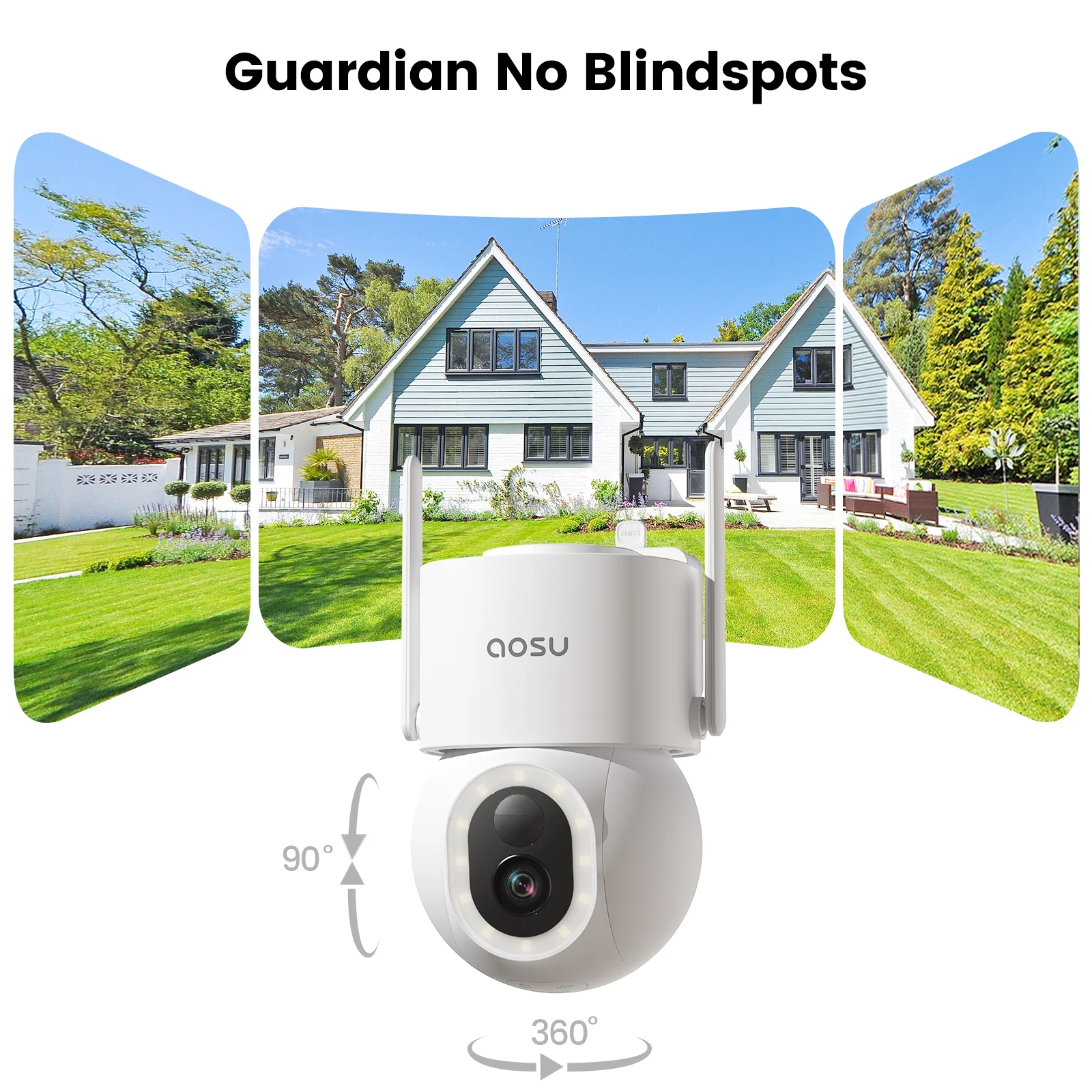 AOSU 9200mAh 5MP PTZ Wireless Solar Cameras Outdoor AI Detection Wifi Security Camera Color Night Vision 2-Way Audio CCTV Camera