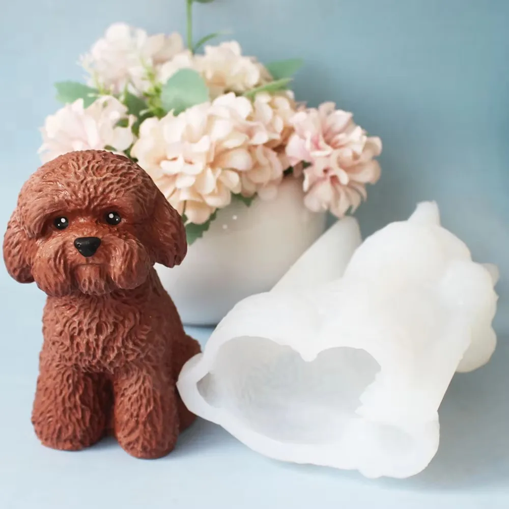 Cute Teddy Dog Animal Pinching Candle Mould Gypsum Pendant Handmade Glue Drip Puppy Silicone Mold Handicrafts Home Furnishings