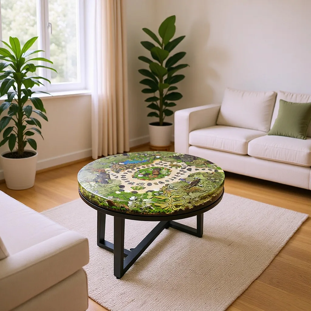 اليدوية الراتنج الطحلب حديقة المناظر الطبيعية الجدول الراقية طاولة القهوة غرفة المعيشة شرفة المنزل طاولة القهوة الشاي #2