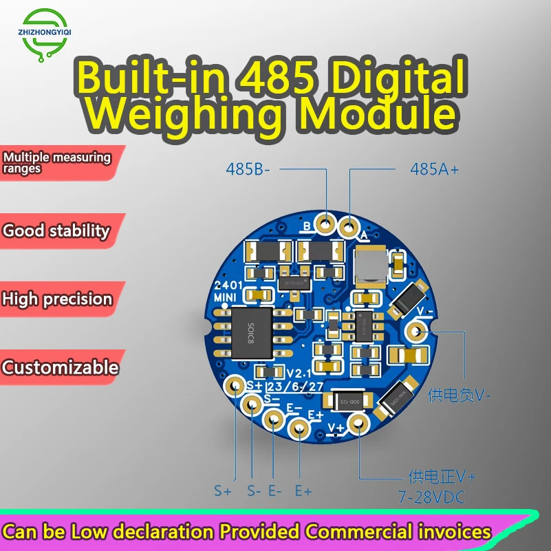 Baud Rates 500000 RS485 Digital Weighing Module Board Einkanal-Wägezellensender mit Modbus RTU10-Punkt-Kalibrierung