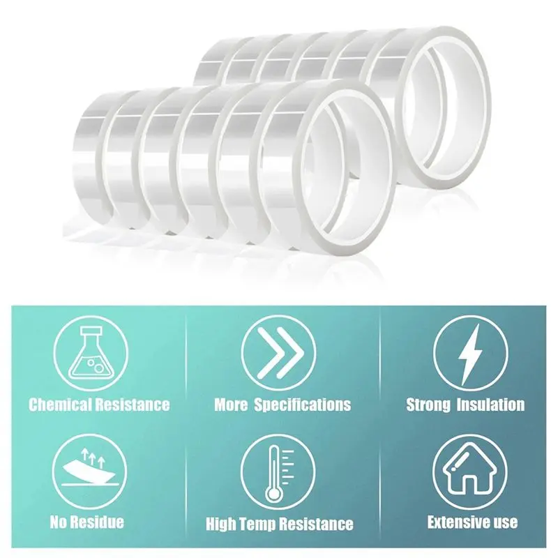 AT21-12Rolls 20Mmx33m(108Ft) Clear Heat Tape,Transparent High Temperature Heat Tape,Heat Transfer Tape For Heat Press