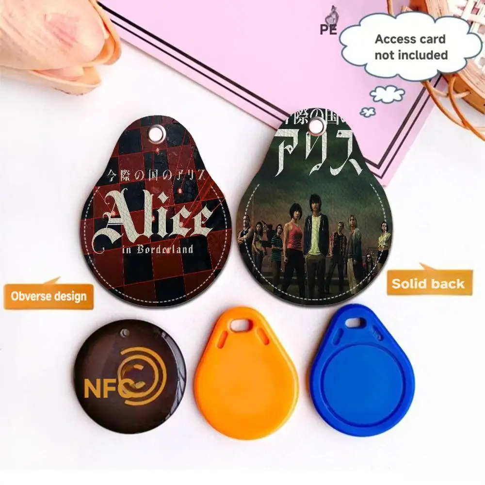 Alice In Borderland Leather Access Card Holder, Water Drop Keychain, Bus Card Elevator Induction Protective Cover