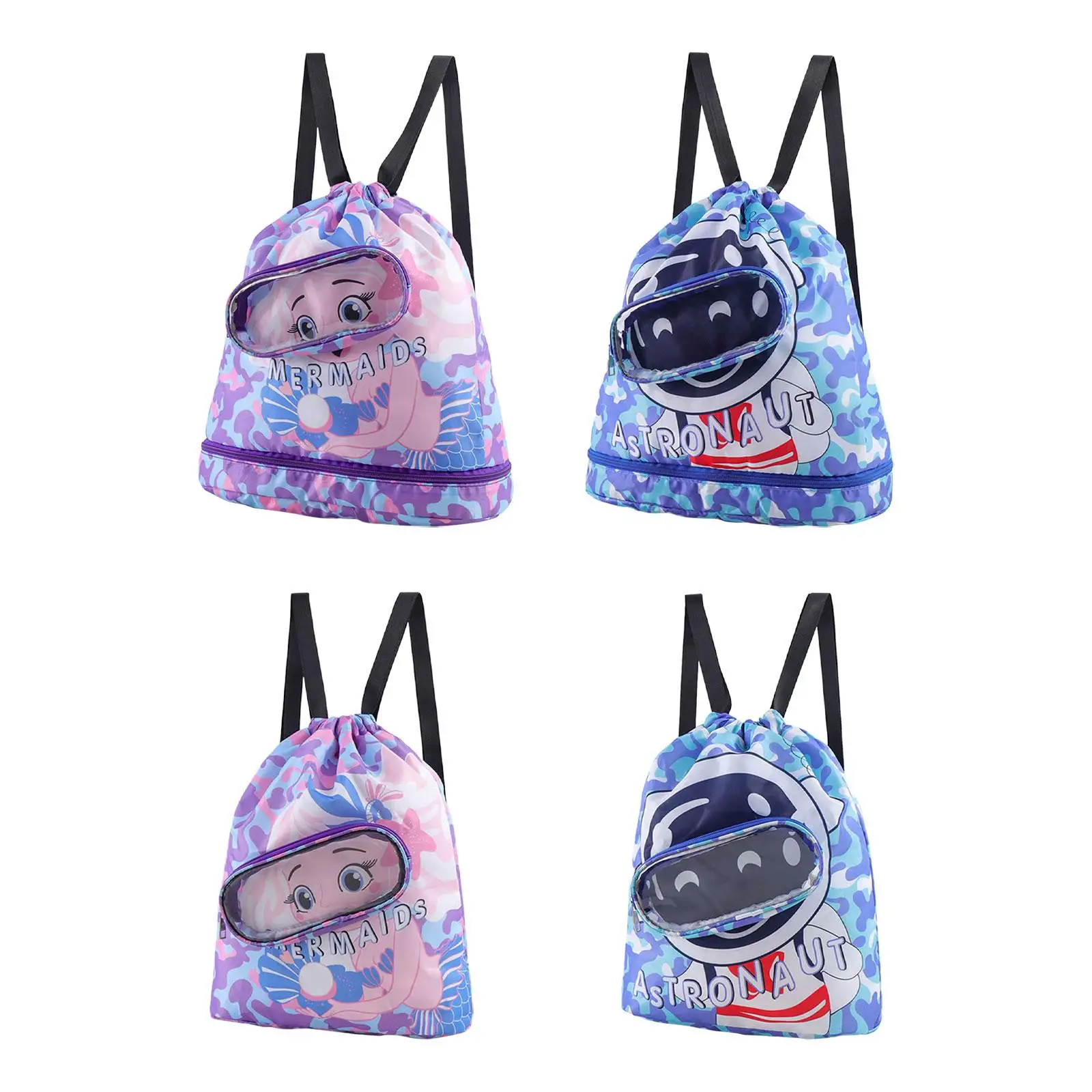 Drawstring Backpack Cute Print Water Resistant for Boys and Girls Lightweight Sports Swim Backpack Drawstring Bag Swimming Bag