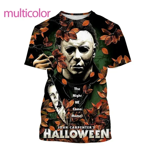 

Newest Personality Horror Movie Thriller Casual HalloweenMichael Myers 3D Oversized T Shirt Hip Hop Punk Street Graphic T Shirts