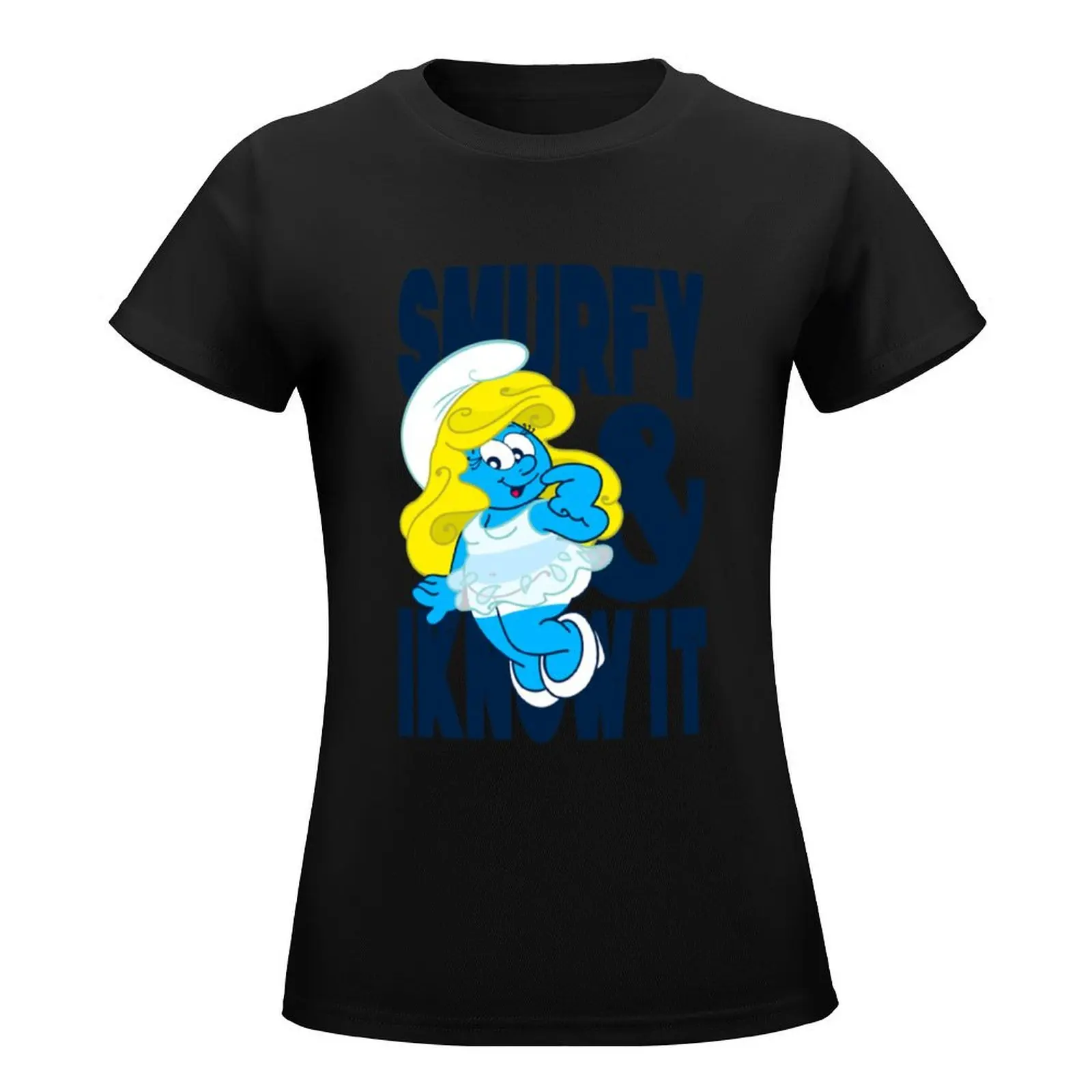 Smurfy and I Know It T-Shirt summer top Female clothing Aesthetic clothing tees tight shirts for Women