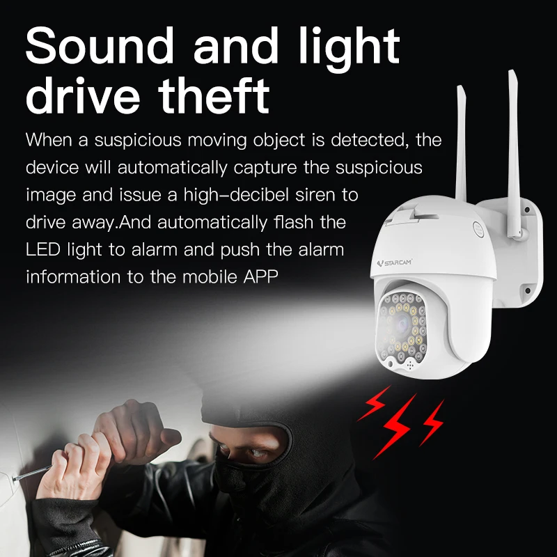 Vstarcam New Outdoor LED Lights 3MP HD Wifi IP Camera Security Systems Waterproof Dustproof Full Color Night Vision Smart Home