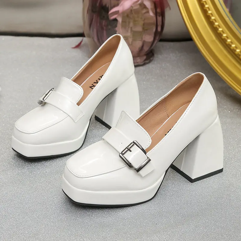 Platform Heels Chunky Loafers Women Spring New Super High Heel Y2k Mary Jane Shoes Black Pumps Thick Heel Office Shoe Woman 2024