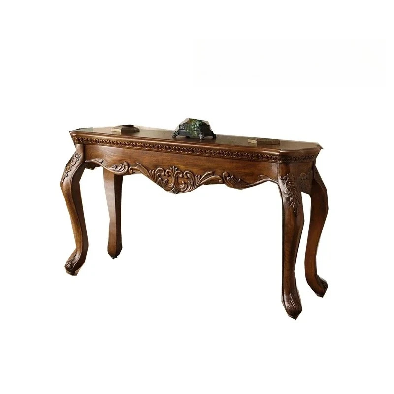 

entrance table American engraving disassembly assembly against the wall Semicircular all-solid wood designer high-end retro