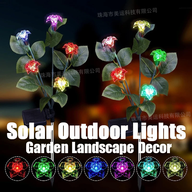 

Садовые фонари на солнечной батарее, цветные градиентные напольные водонепроницаемые лампы для виллы, балкона, газона, декоративные светильники для ландшафта, 2 шт.