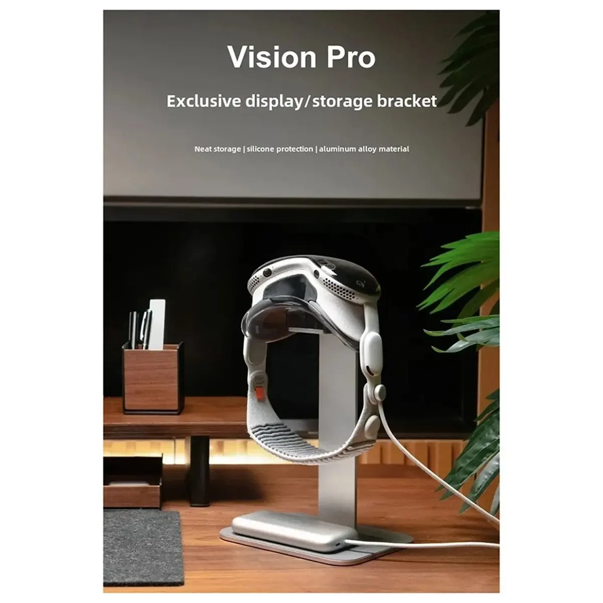

(A26M) Подставка для наушников Vision Pro - устойчивая подставка для VR-очков и гарнитур с креплением на стол и противоскользящим основанием