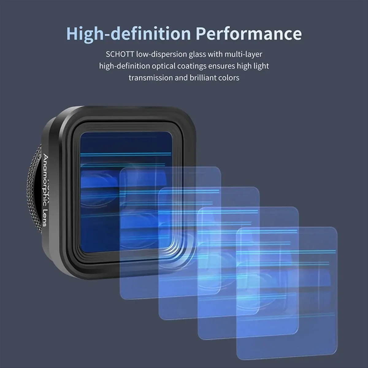 SCLS 1.55X Mobile Phone Movie Lens, Wide Screen Anamorphic Lens, Blu-Ray Brushed Video Lens