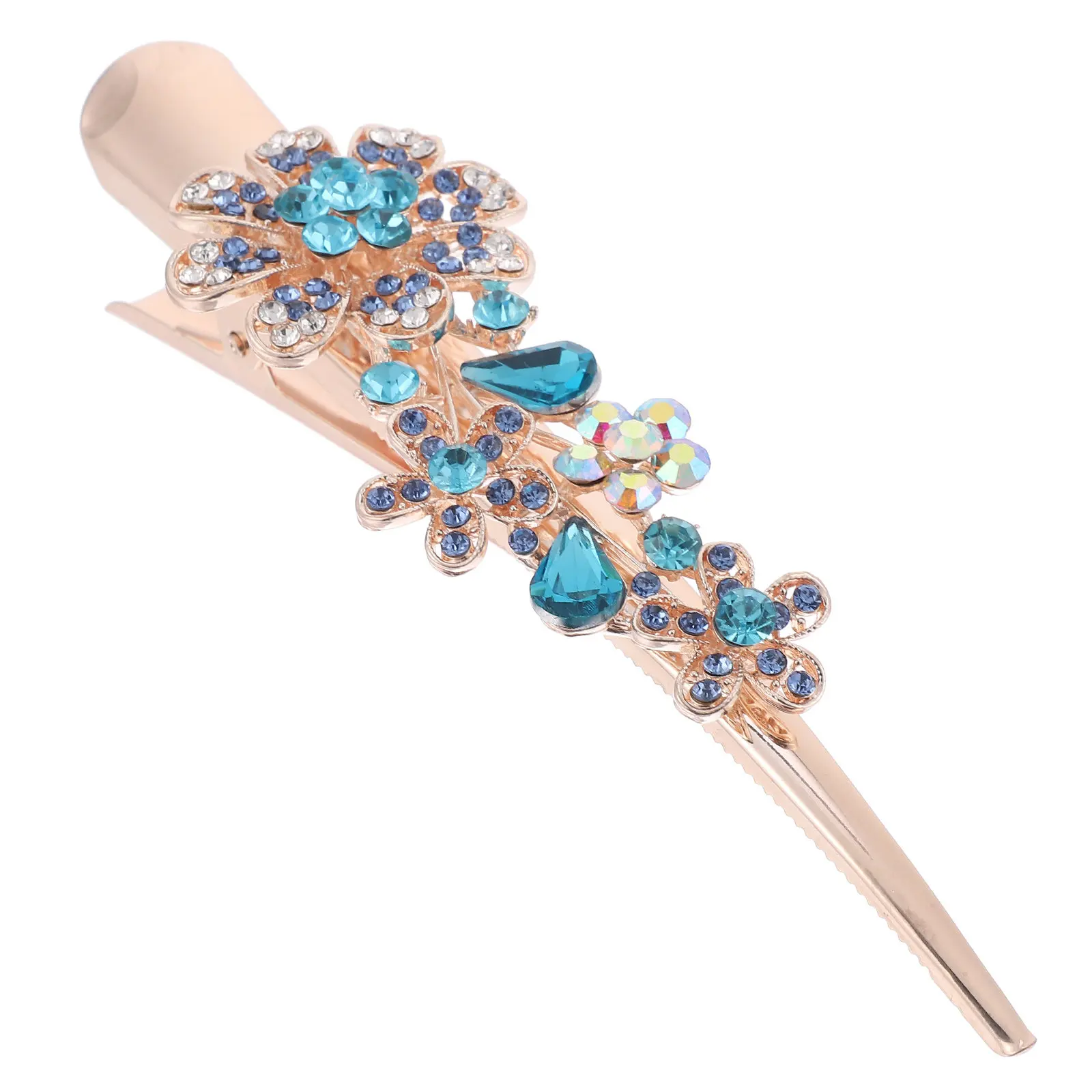 

Decorative Flower Rhinestone Hair Clip Metal Duckbilled Clip for Women Girls Hair Styling Accessories Party Banquet Daily
