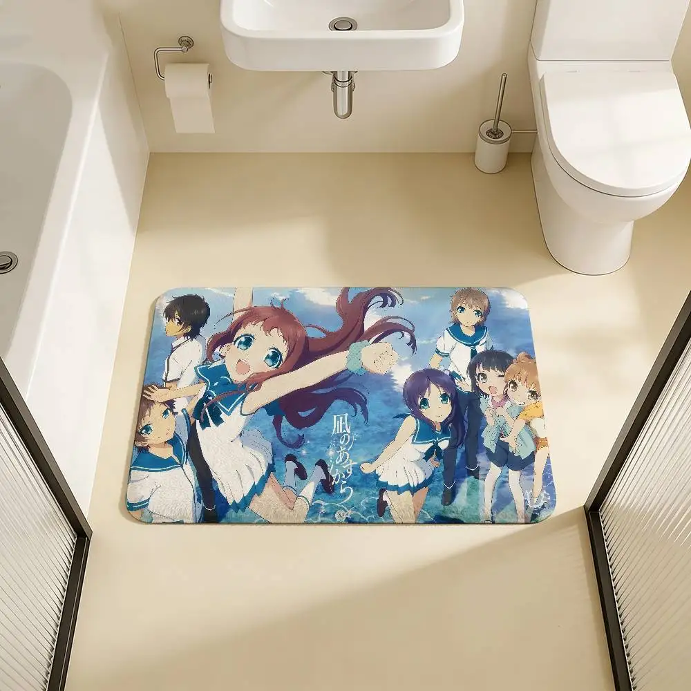 ANIME N-Nagi Asu A Lull S-Sea Bathroom Mat Anti-slip Absorb Water Long Strip Cushion Bedroon Mat Welcome Doormat