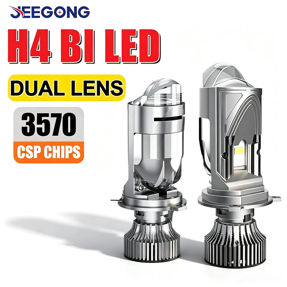 H4 Bi LED Projector Lens High Power Car Light Bulb With Fan 6000K CANBUS Motorcycle Lamps Dual High Low Lens 3570 CSP CHIPS Lamp